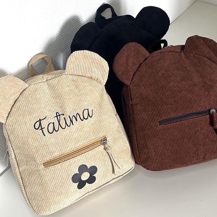 Sac à dos velours côtelé ourson